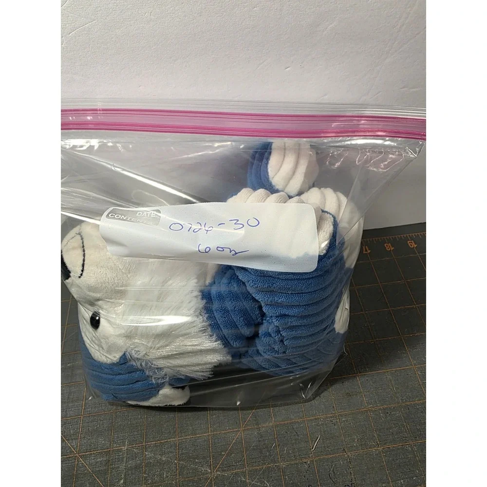 Kellytoy Husky Plush Blue White Corduroy Textured Stuffed Animal 10in